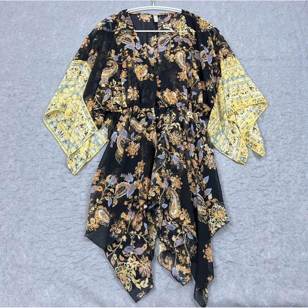 Free People Cardigan Women's XS Dream State Set Black Combo Floral Lightweight**
